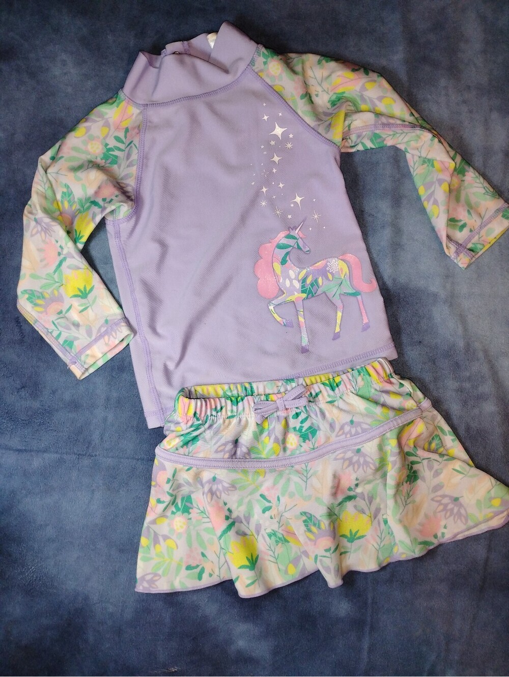 Girls 2t Unicorn Rash Guard Swim Set